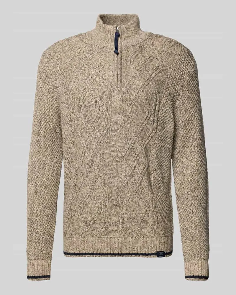 Lerros Strickpullover mit Troyer-Kragen Beige