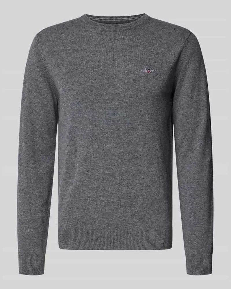 Gant Regular Fit Pullover aus reiner Wolle Mittelgrau