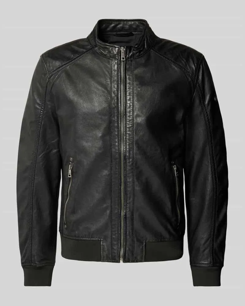 Mauritius Lederjacke mit Stehkragen Modell 'Goran Black