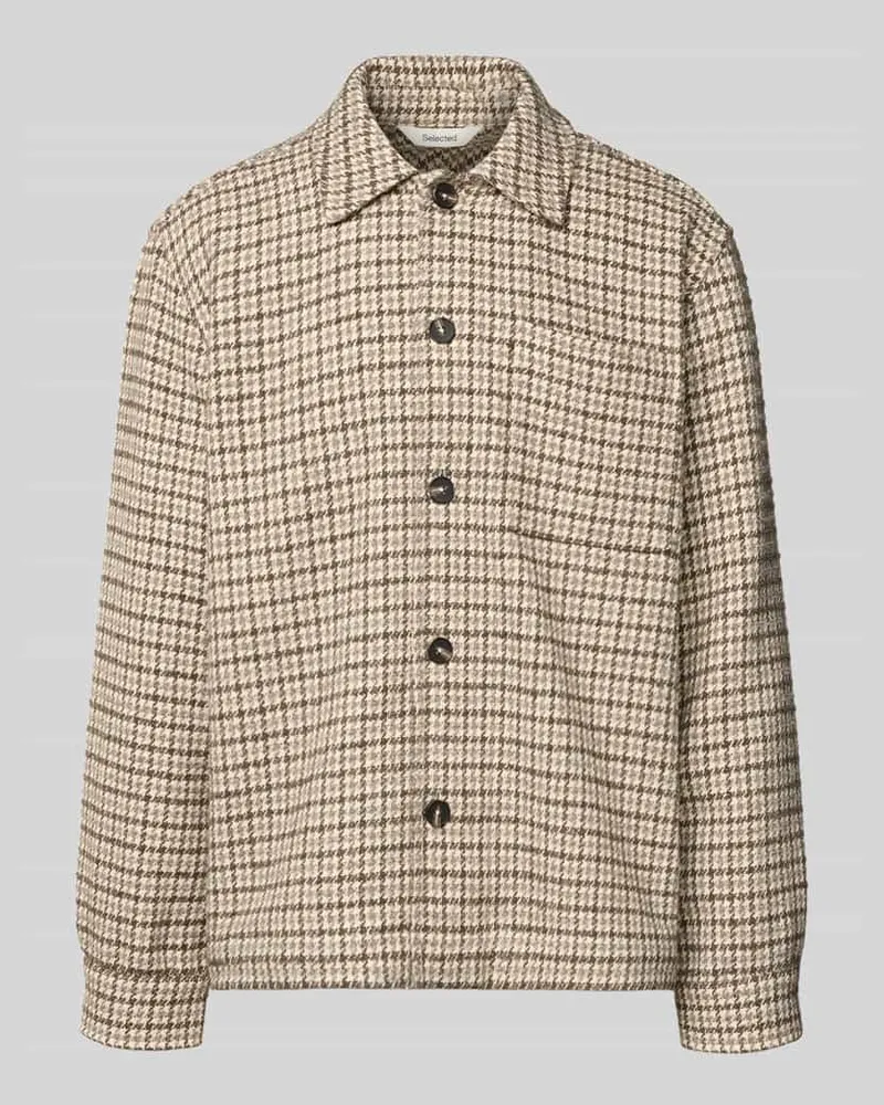 Selected Homme Oversized Hemdjacke aus Woll-Mix Modell 'REGARI Hellbraun