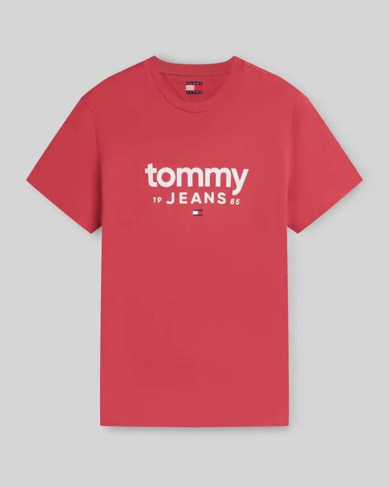 Tommy Hilfiger Relaxed Fit T-Shirt aus reiner Baumwolle mit Label-Schriftzug Rot