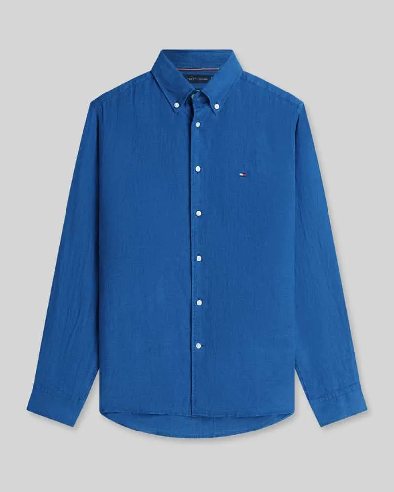Tommy Hilfiger Regular Fit Freizeithemd aus reinem Leinen Jeansblau