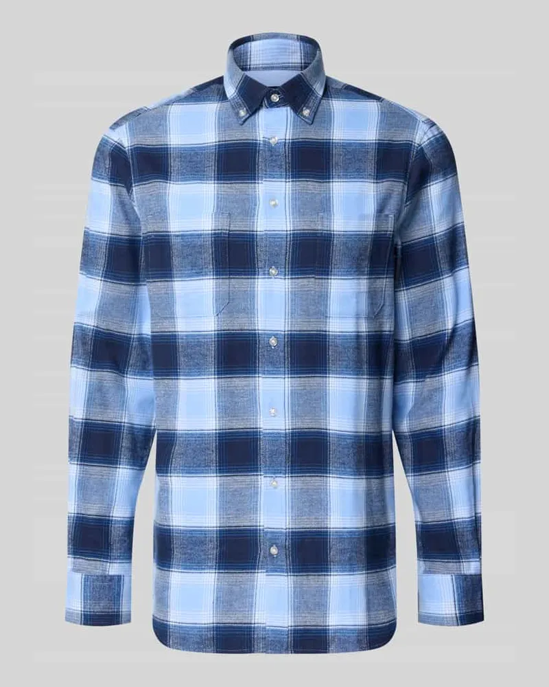 Christian Berg Freizeithemd aus Flanell mit Button-Down-Kragen Marine