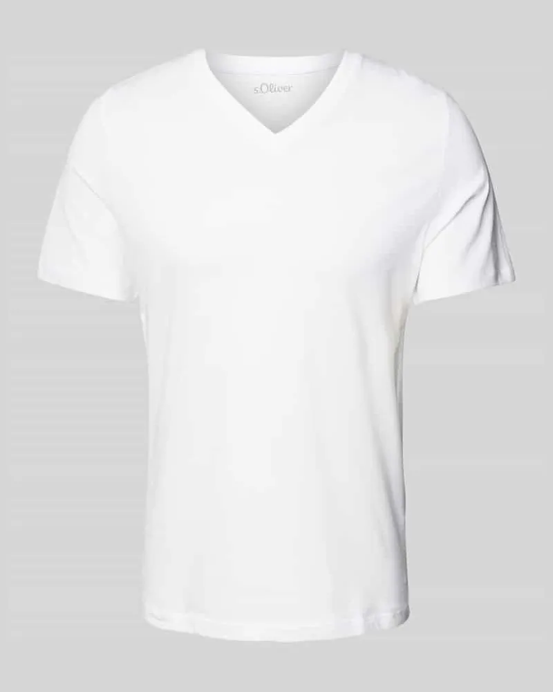S.Oliver Regular Fit T-Shirt aus reiner Baumwolle mit V-Ausschnitt 