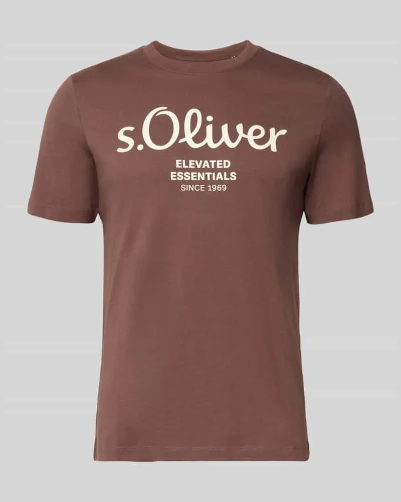 S.Oliver Regular Fit T-Shirt aus reiner Baumwolle Dunkelbraun