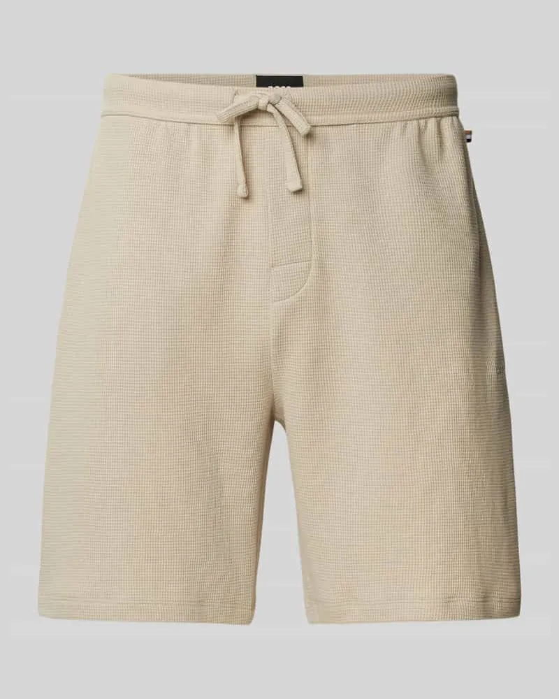 HUGO BOSS Regular Fit Shorts mit Strukturmuster Beige