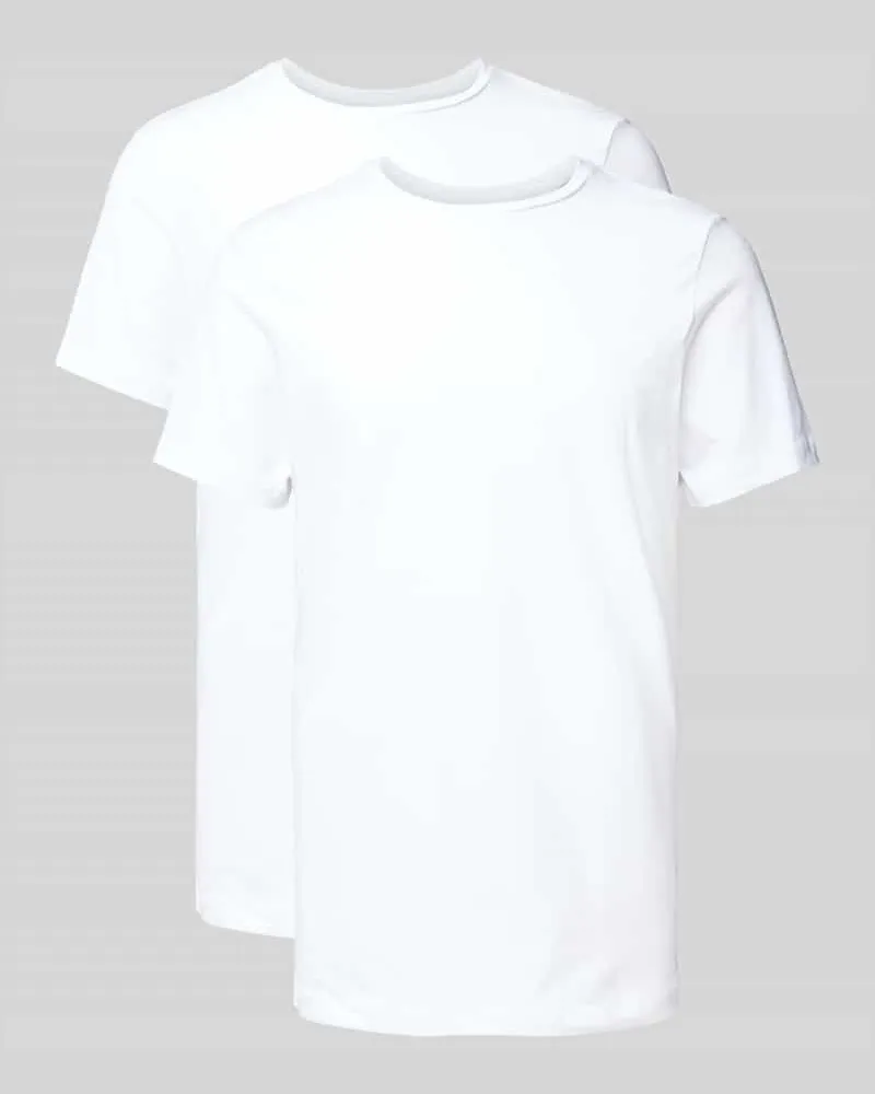 Bread & Boxers T-Shirt mit geripptem Rundhalsausschnitt 