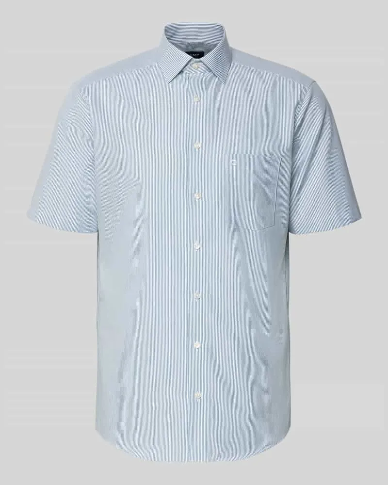 Olymp Regular Fit Business-Hemd mit Kentkragen und Brusttasche Gruen