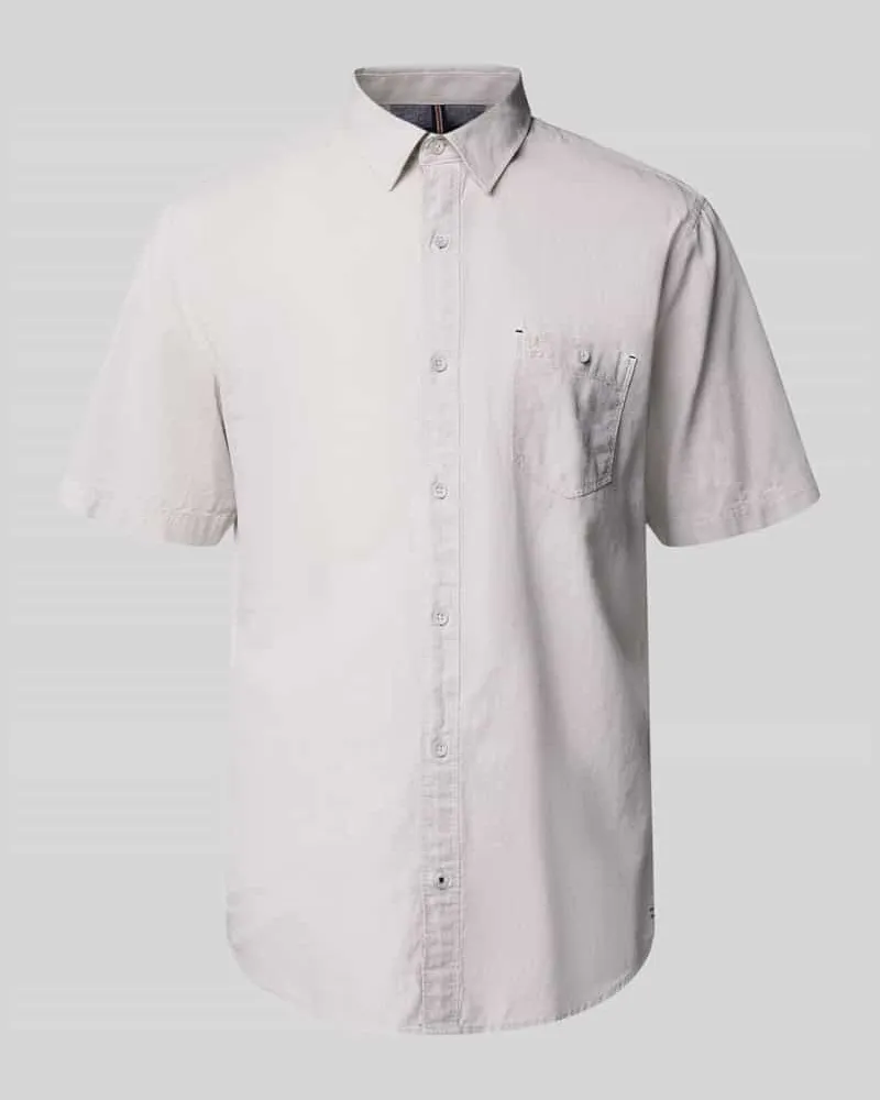 Lerros Regular Fit Freizeithemd aus Baumwoll-Leinen-Mix Beige