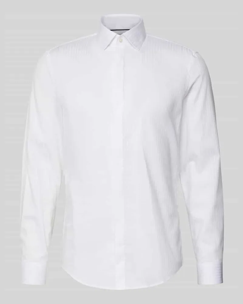 JAKE*S Slim Fit Business Hemd aus Baumwolle mit Kentkragen Weiss