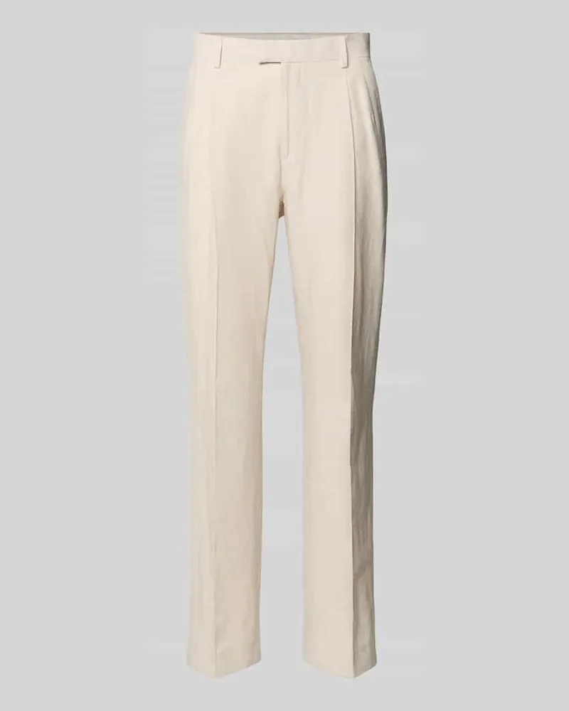McNeal Anzughose aus Leinen-Mix mit Bügelfalten Beige