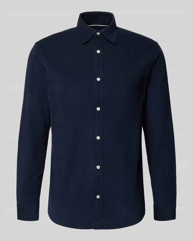 Jack & Jones Slim Fit Freizeithemd aus Cord mit Kentkragen Marine