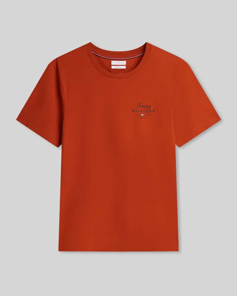 Tommy Hilfiger Regular Fit T-Shirt aus reiner Baumwolle Terra