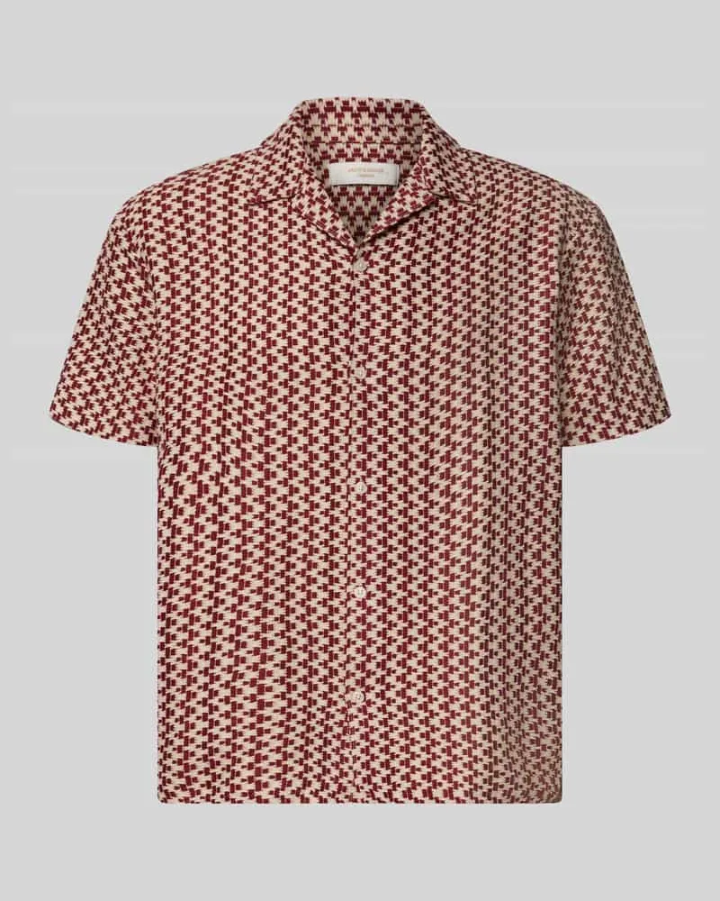 Jack & Jones Regular Fit Freizeithemd im Allover-Look Modell 'MONTAUK Dunkelrot