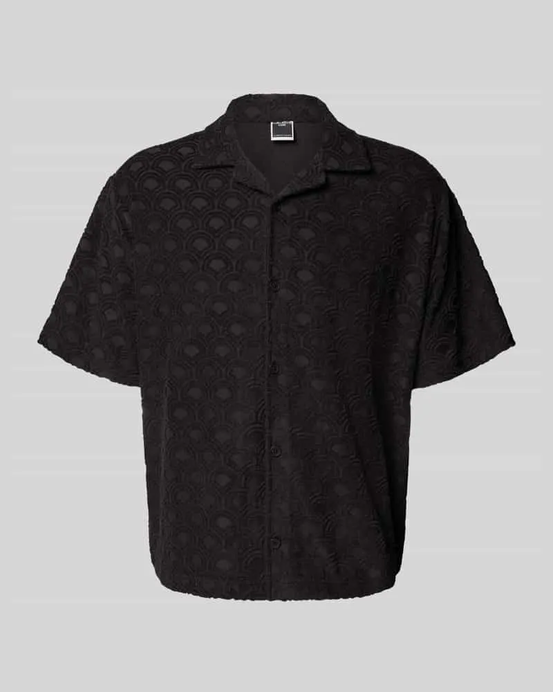 Jack & Jones Relaxed Fit Freizeithemd mit Strukturmuster Modell 'INFINITY Black