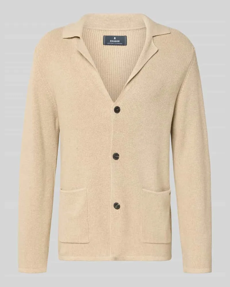 Ragman Strickjacke mit Knopfleiste Beige