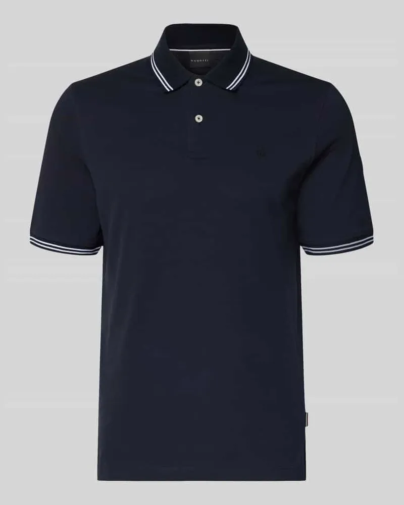 Bugatti Regular Fit Poloshirt mit Logo-Stitching Dunkelblau