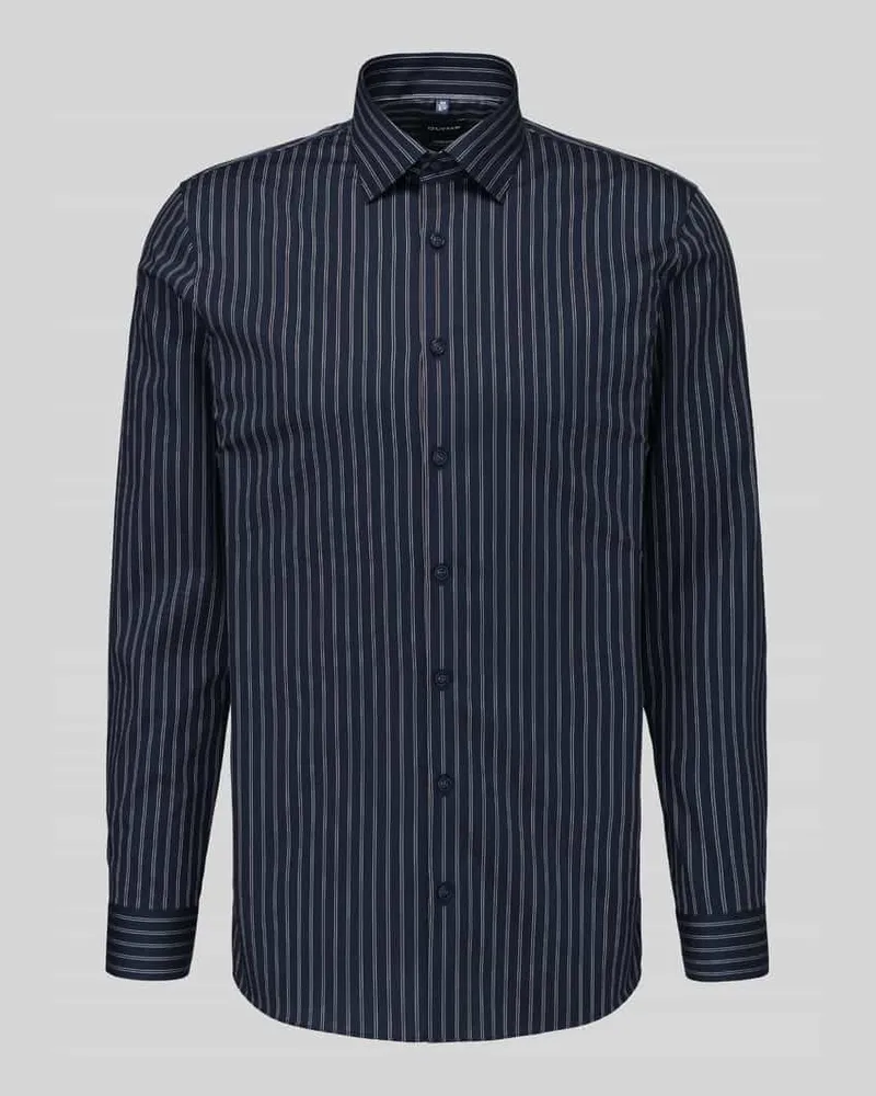 Olymp Super Slim Fit Businesshemd aus Baumwoll-Mix Marine