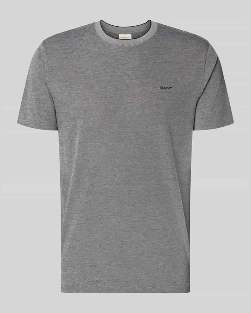 Gant T-Shirt mit Rundhalsausschnitt und Label-Stitching Mittelgrau
