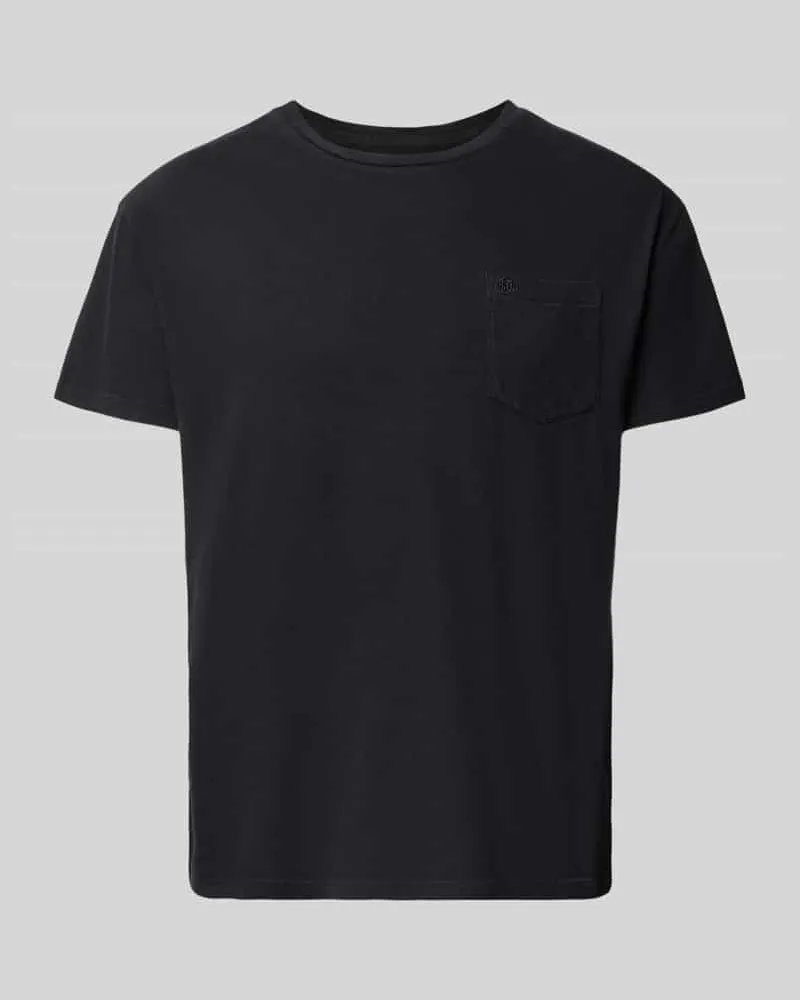 Superdry. T-Shirt aus Baumwoll-Leinen-Mix mit Brusttasche Black