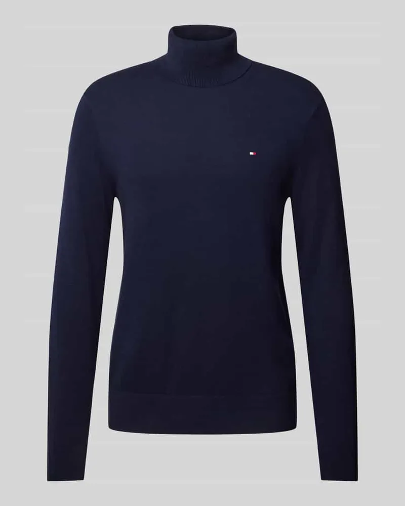 Tommy Hilfiger Rollkragenpullover mit Logo-Stitching Modell 'PIMA Marine