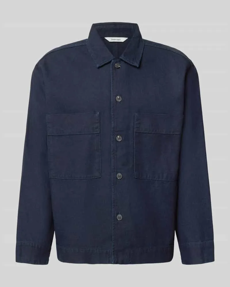 Selected Relaxed Fit Freizeithemd aus Baumwoll-Hanf-Mix Modell 'PAZ Jeansblau