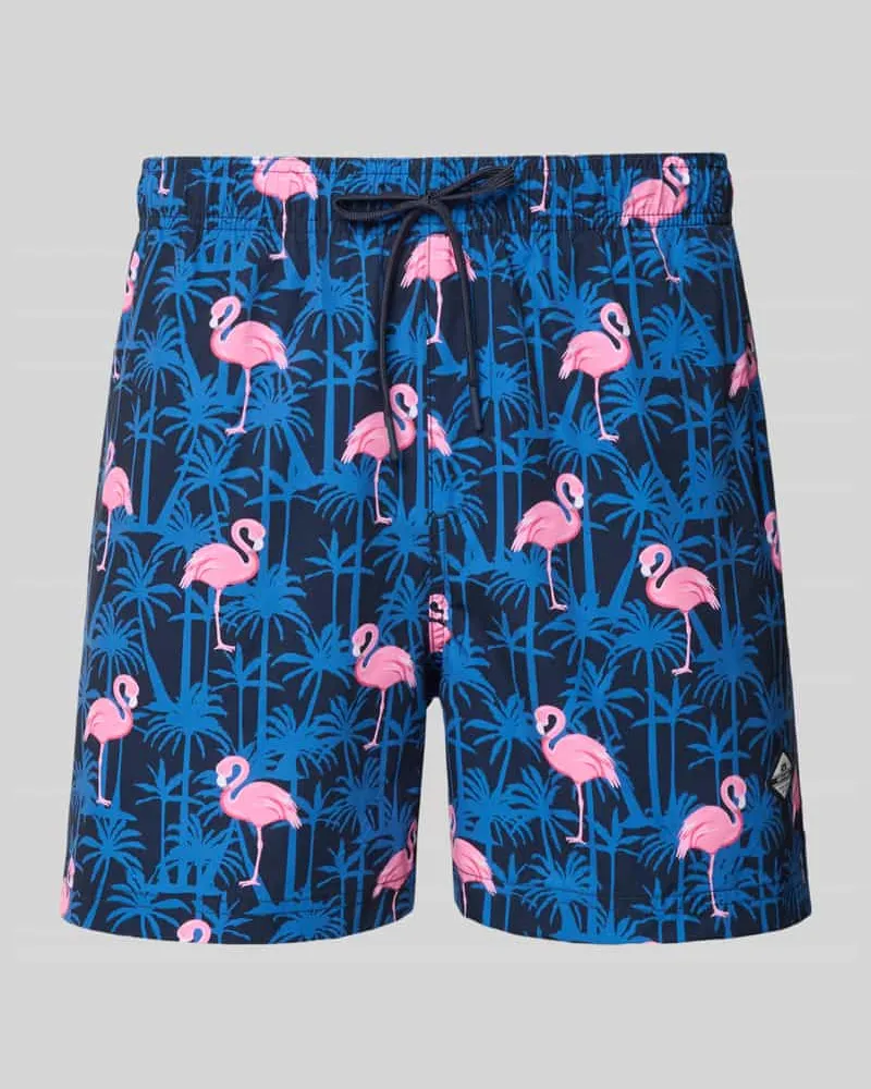 Jack & Jones Badehose im Allover-Look Modell 'MAUI VIBES NOVELTY Dunkelblau