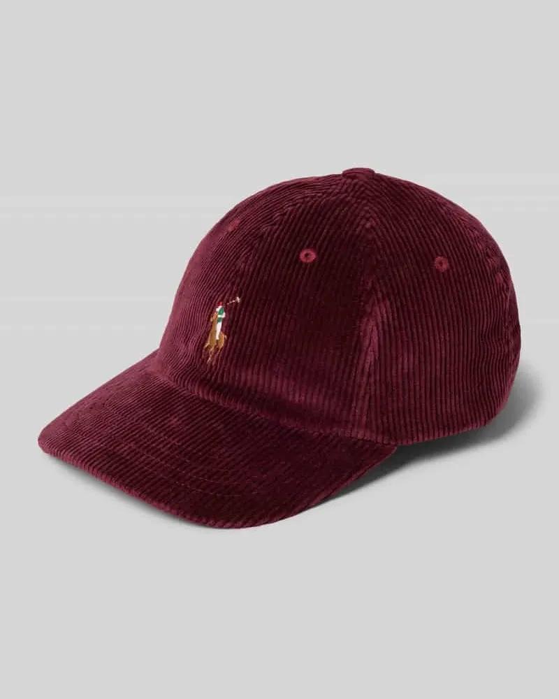 Ralph Lauren Cap aus Cord mit Label-Stitching Dunkelrot