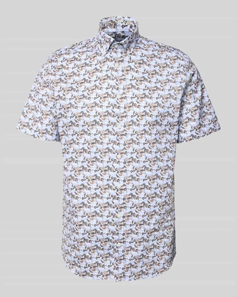 Bugatti Slim Fit Freizeithemd mit Button-Down-Kragen Hellblau