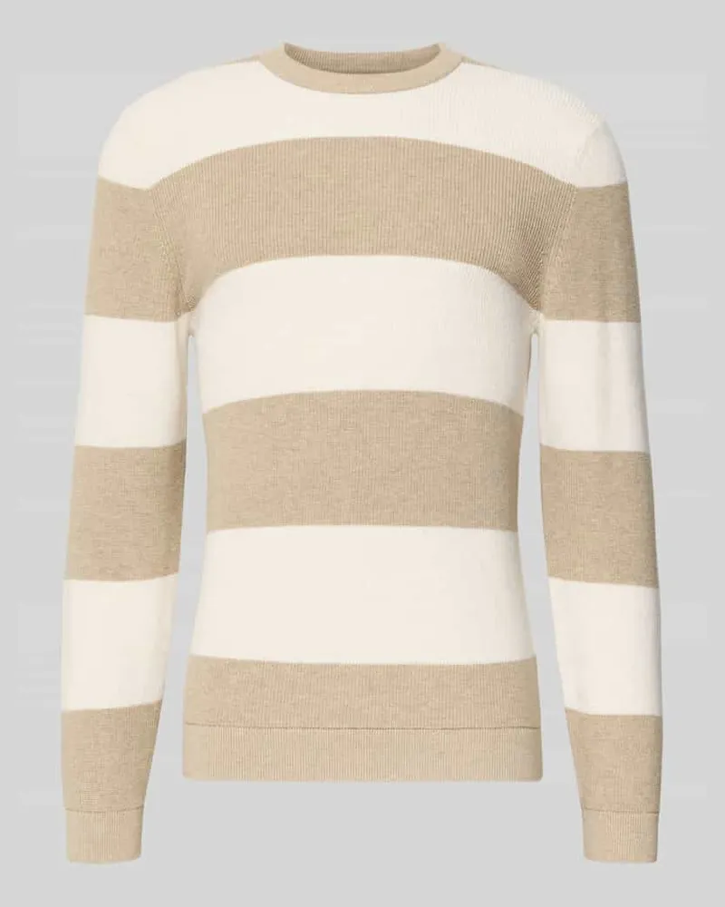 McNeal Strickpullover mit Streifenmuster und Rundhalsausschnitt Mud