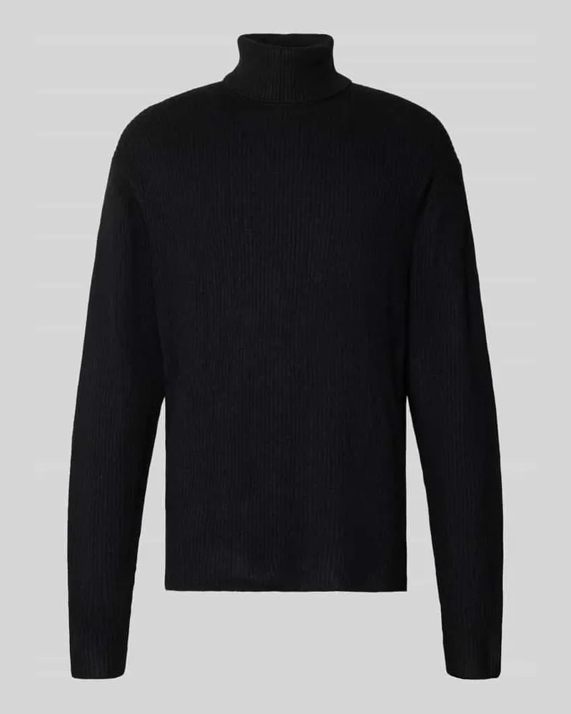 Lindbergh Strickpullover in Ripp-Optik mit Rollkragen Black