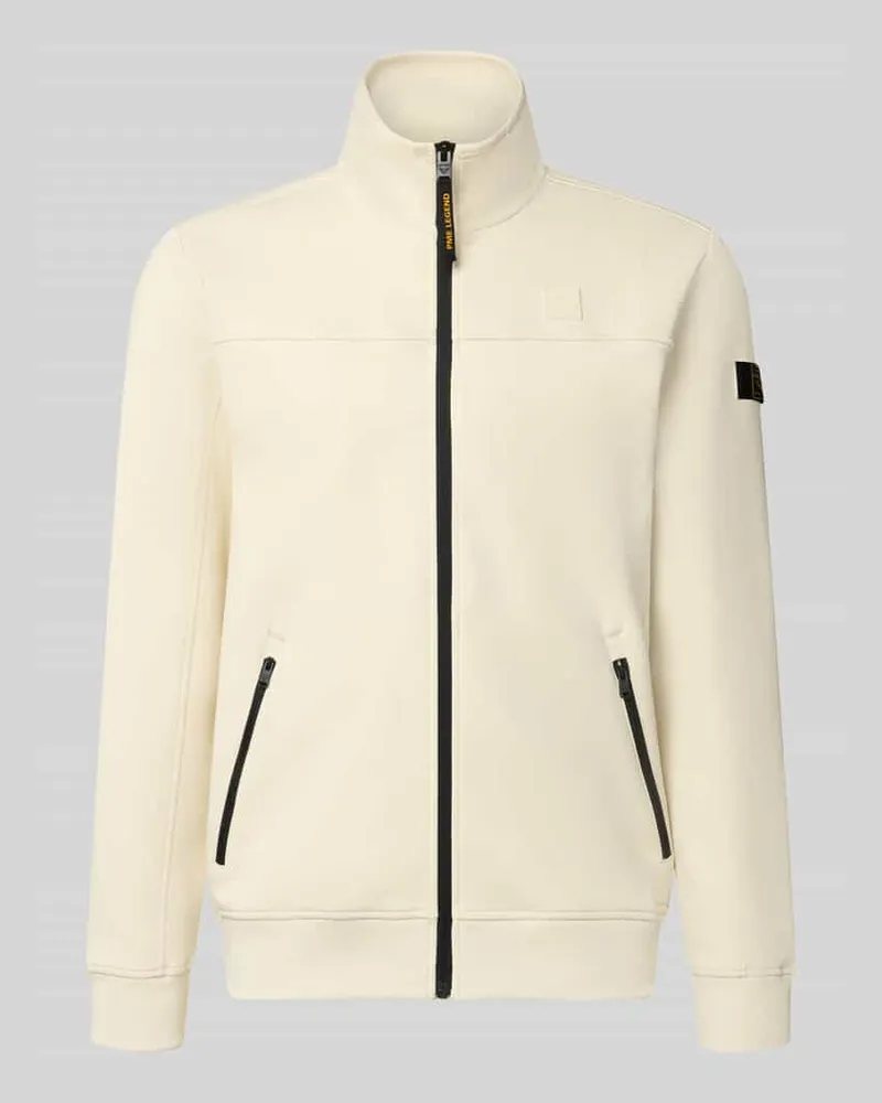 PME Legend Sweatjacke mit Label-Patches und Stehkragen Offwhite