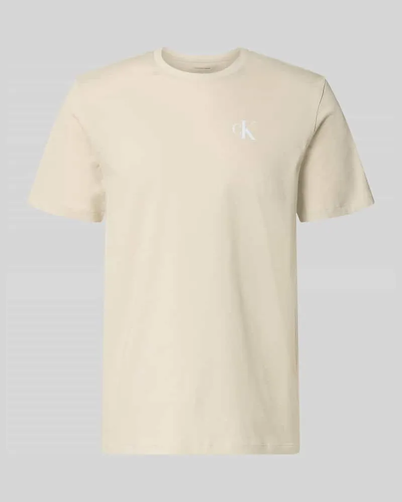 Calvin Klein Regular Fit T-Shirt mit Logo-Print Sand