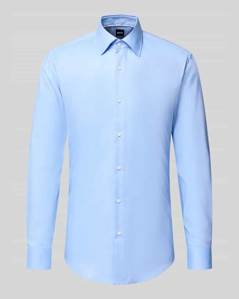 HUGO BOSS Slim Fit Businesshemd aus Baumwoll-Mix Modell 'HANK Bleu
