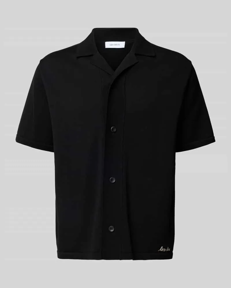 LES DEUX Regular Fit Freizeithemd mit 1/2-Arm Modell 'Geoffroy Black