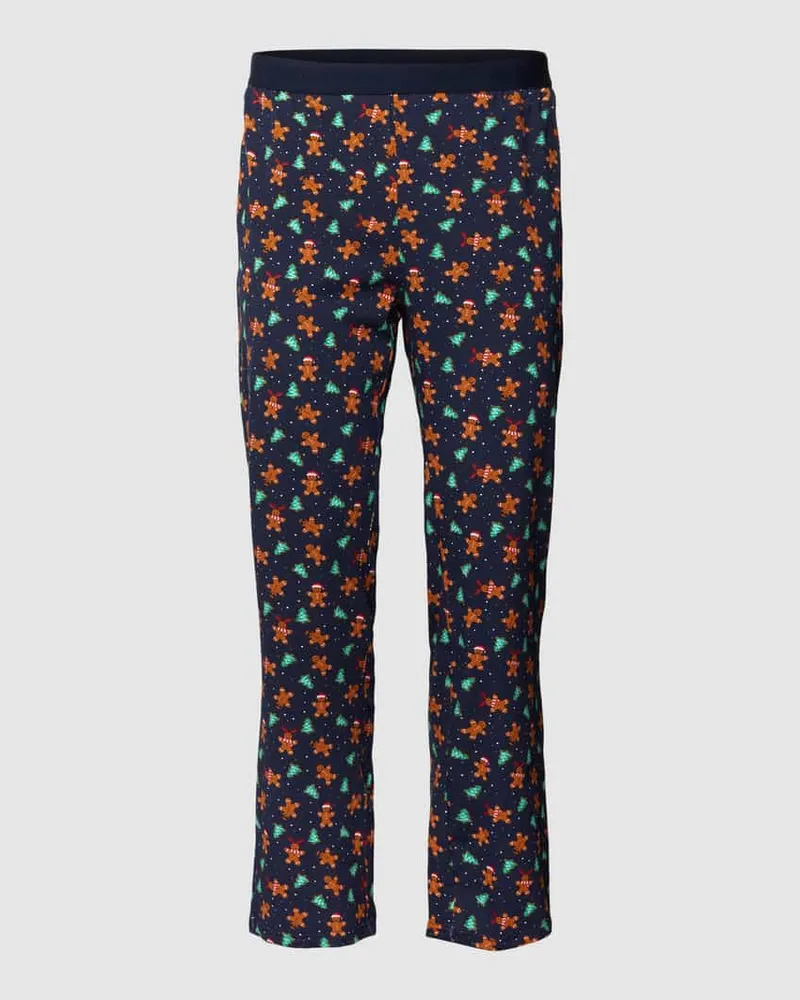 Christian Berg Pyjama-Hose mit Allover-Muster Mittelbraun
