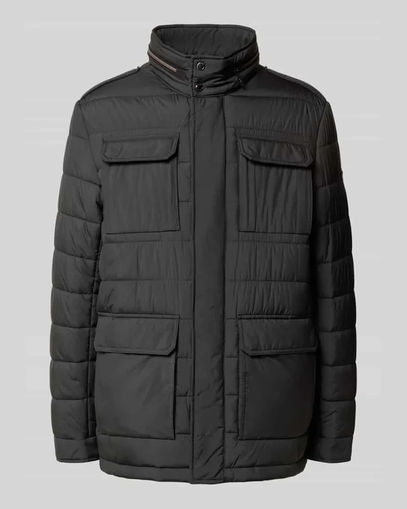 Bugatti Steppjacke mit Stehkragen und Pattentaschen Black