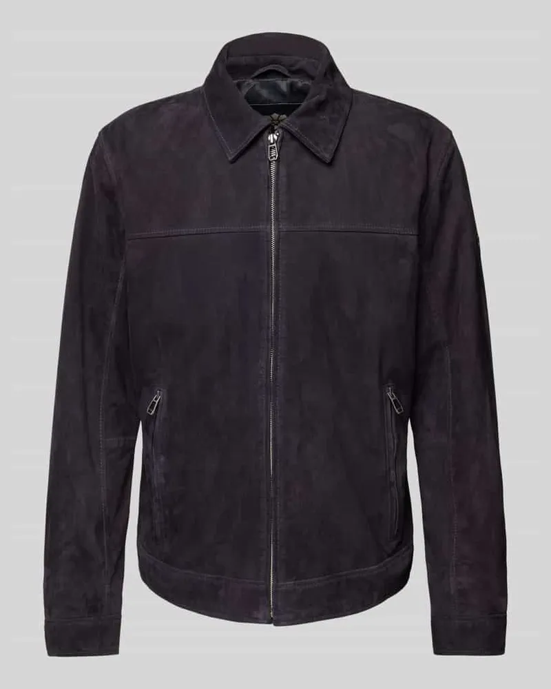 JOOP! Regular Fit Wildlederjacke mit Reißverschlusstaschen Modell 'TOBY Marine