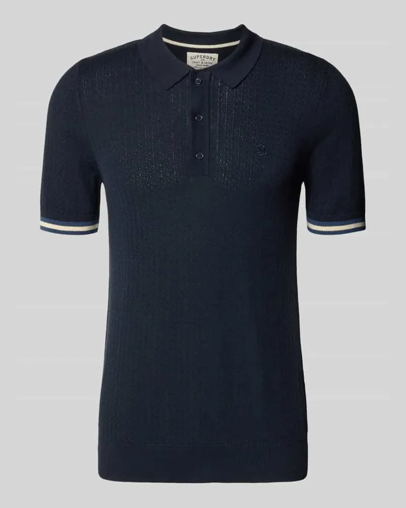 Superdry. Slim Fit Poloshirt mit Strukturmuster und Knopfleiste Marine