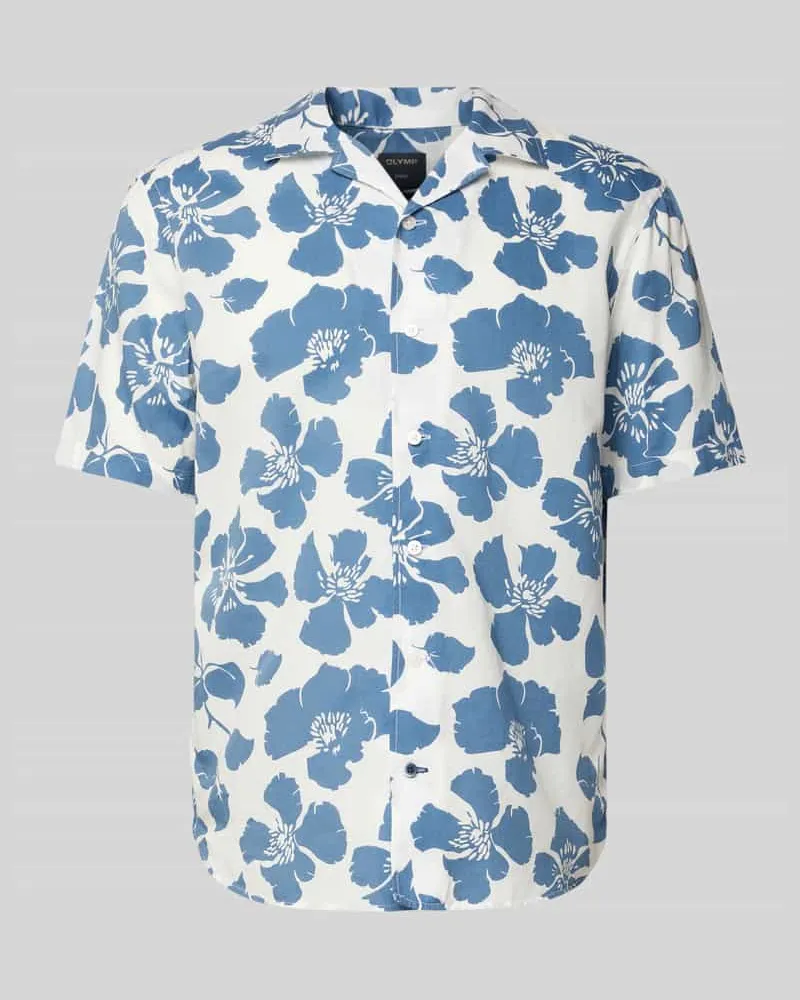 Olymp Casual Fit Freizeithemd mit Resortkragen Blau