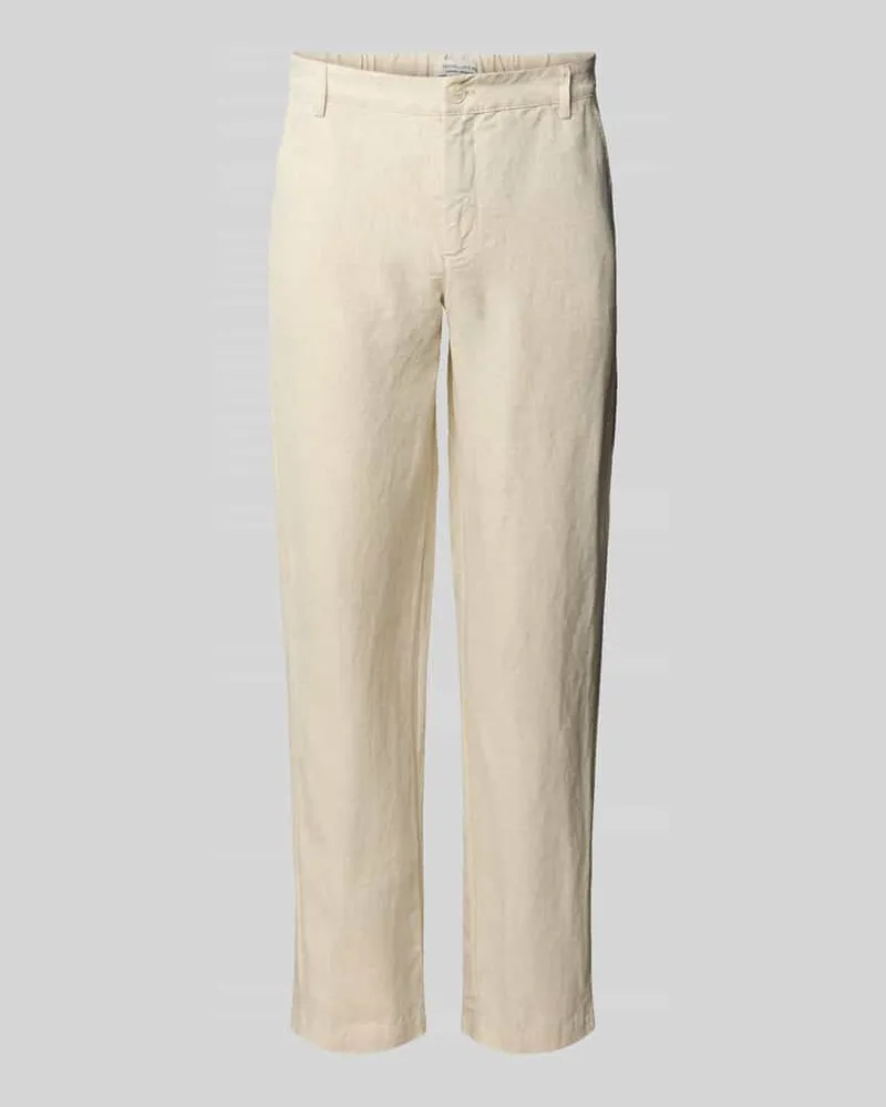 Casual Friday Regular Fit Leinenhose mit Gürtelschlaufen Modell 'Pandrup Beige