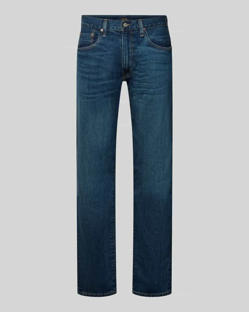Ralph Lauren Slim Fit Jeans mit Used Waschung Dunkelblau