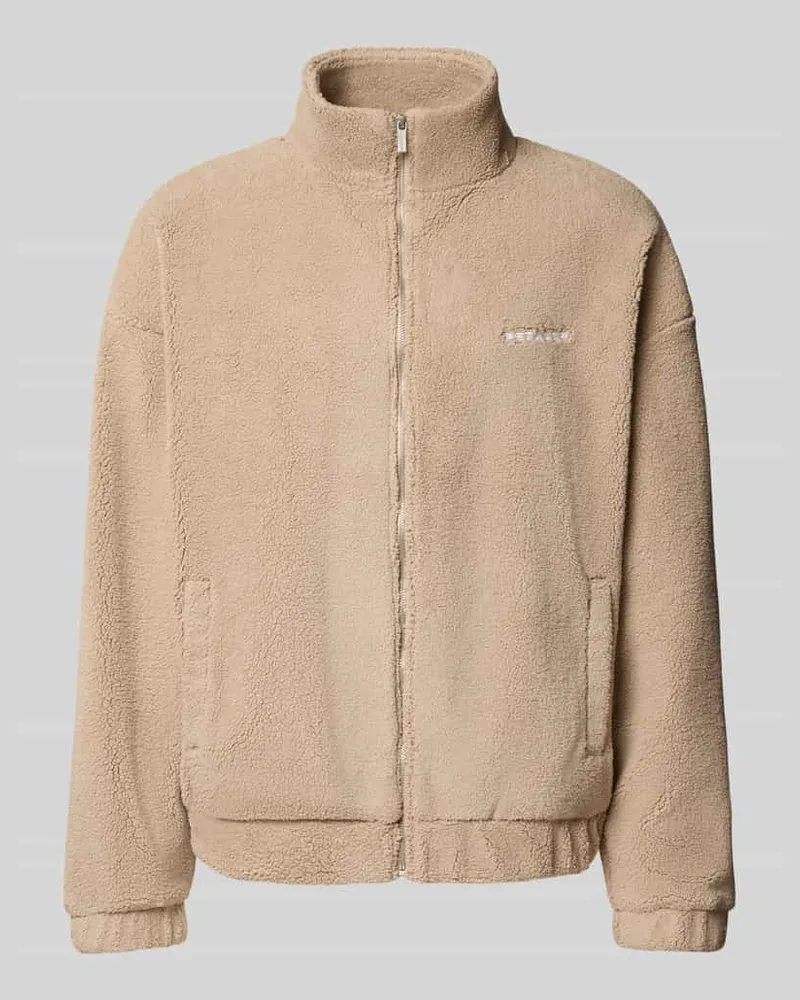 PEGADOR Regular Fit Fleecejacke mit Label-Stitching Beige