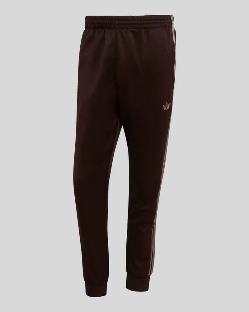 adidas Slim Fit Sweathose mit Logo-Stitching Dunkelbraun