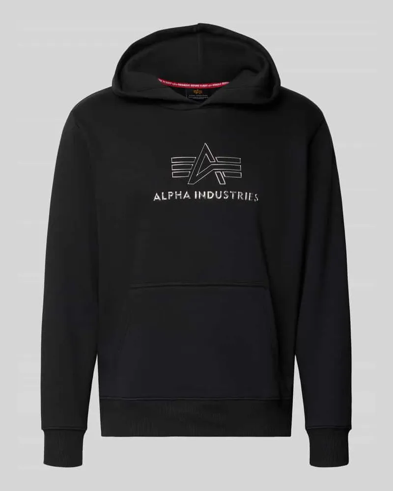 Alpha Industries Regular Fit Hoodie aus reiner Baumwolle mit Label-Detail Black