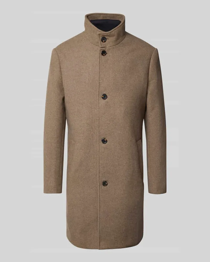 Selected Homme Regular Fit Wollmantel mit Stepp-Einsatz Modell 'RAINAR Taupe