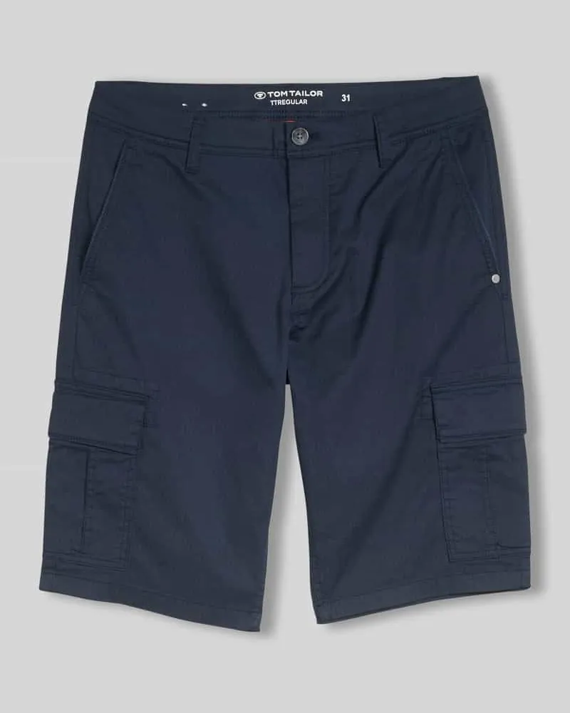 Tom Tailor Regular Fit Cargoshorts aus Baumwoll-Mix Marine