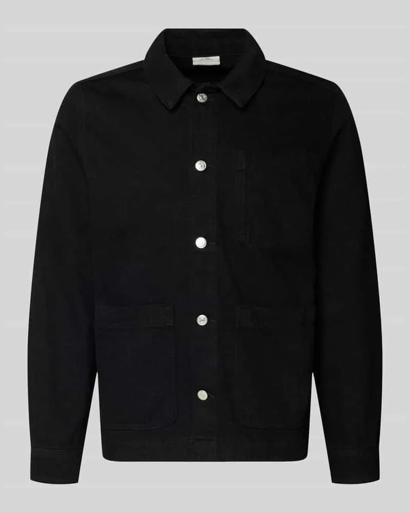 LES DEUX Regular Fit Overshirt mit Brusttasche Modell 'Layton Black
