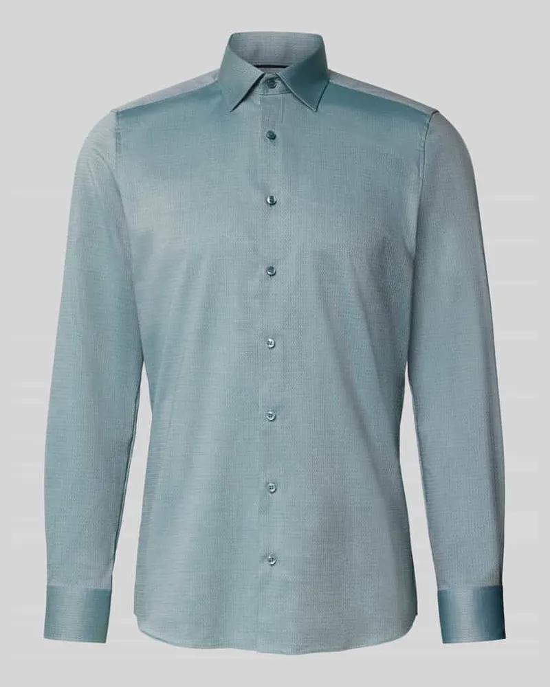 Olymp Slim Fit Business-Hemd mit Kentkragen Gruen