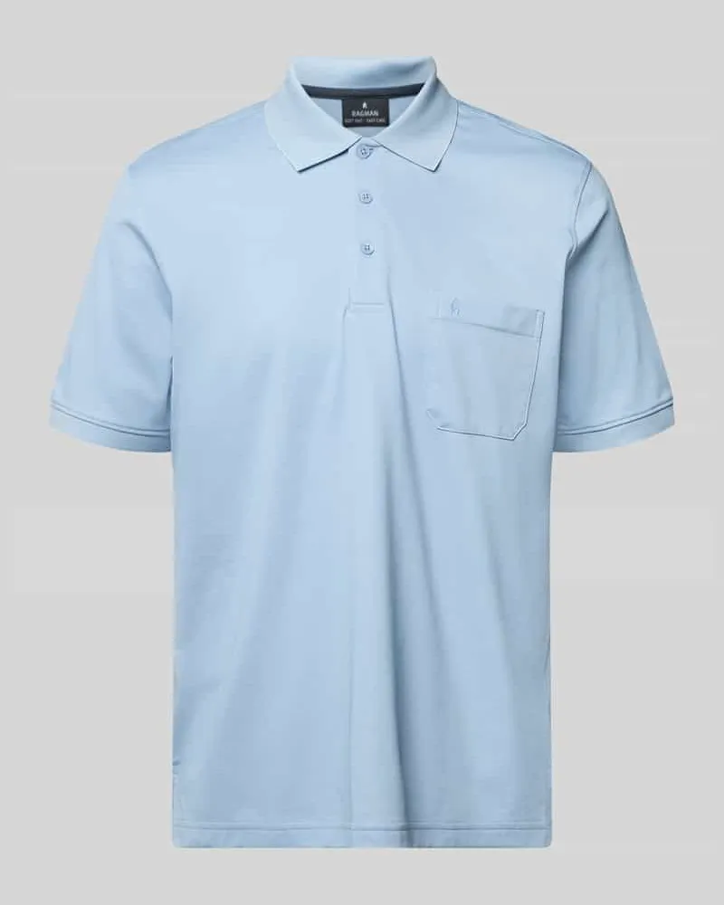 Ragman Relaxed Fit Poloshirt aus Baumwoll-Mix Hellblau